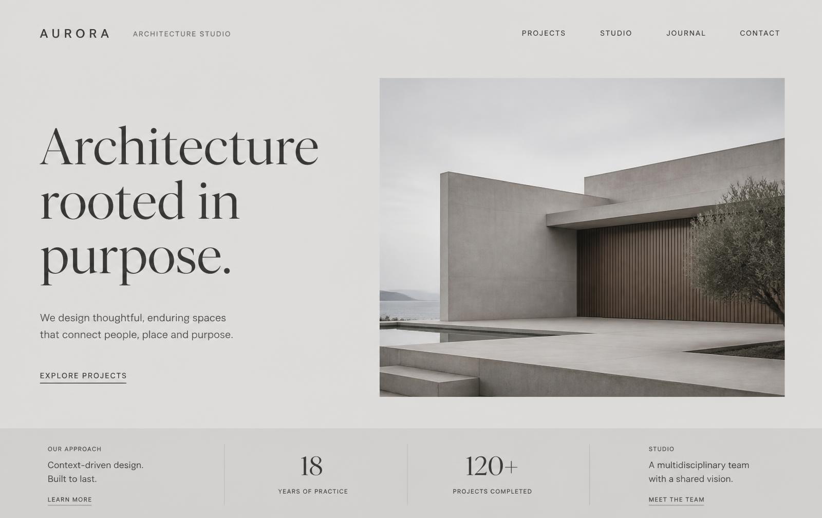 Screenshot of the Aurora Architecture website