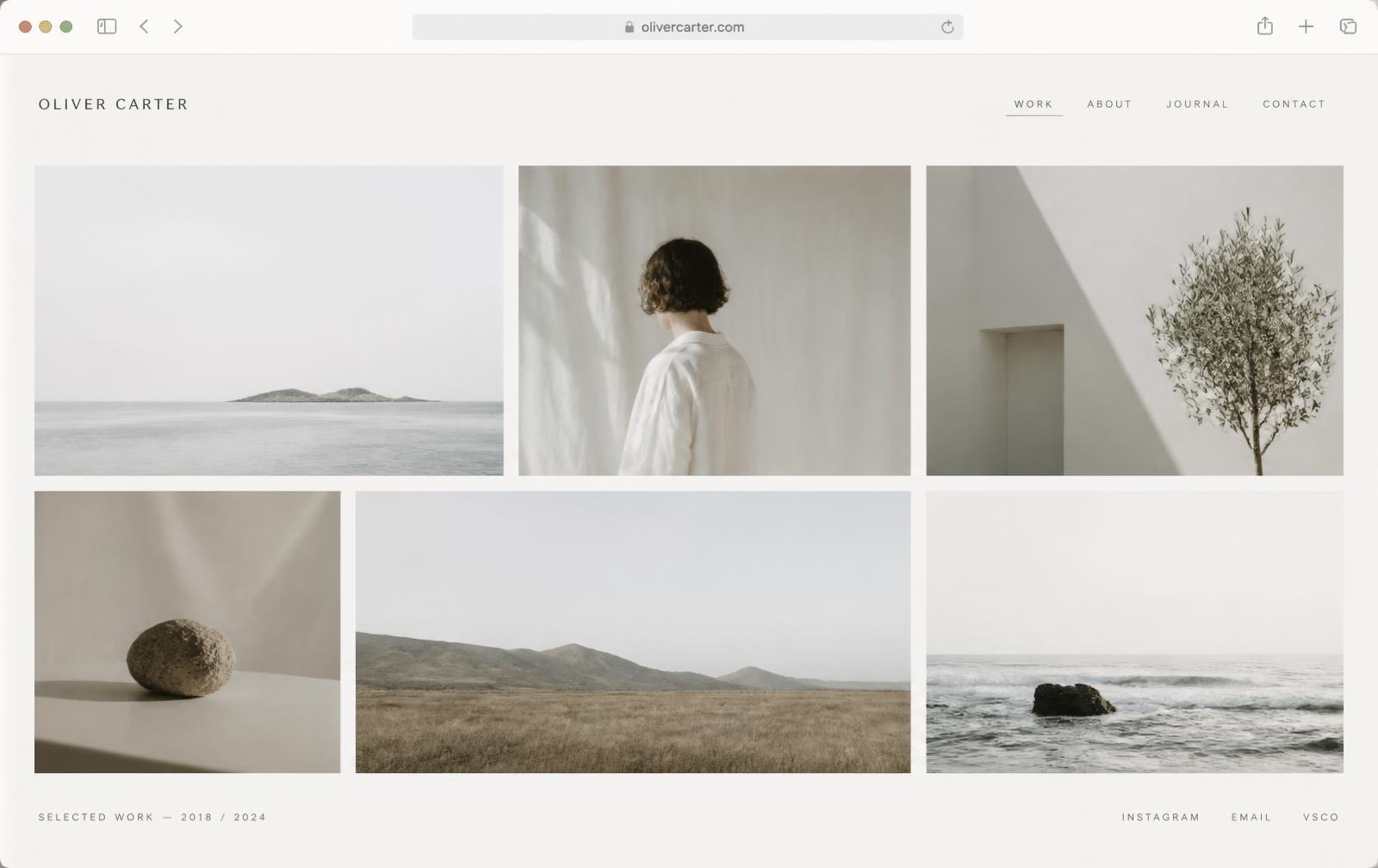 Screenshot of the Oliver Carter website